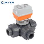 Electric 3-Way Ball Valve PVC/UPVC Material High Temperature