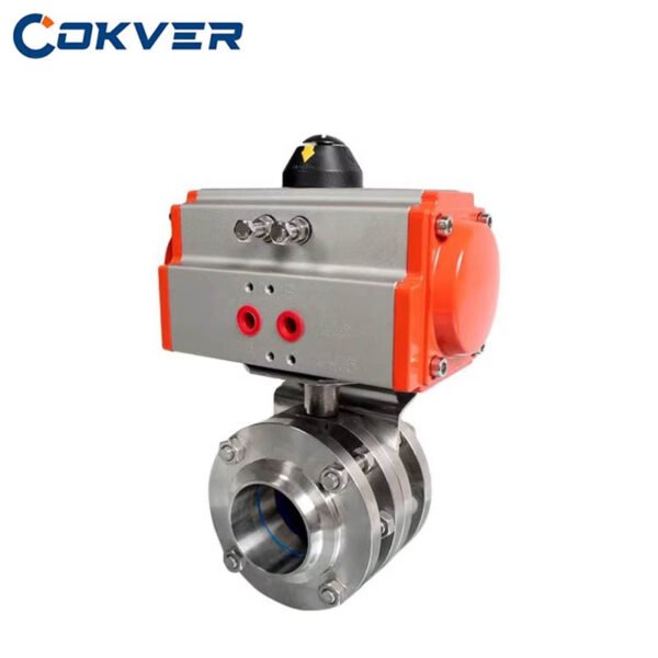 Three Piece Stainless Steel Pneumatic Butterfly Valve