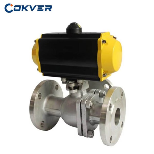 Premium Flange Stainless Steel 3 Way Pneumatic Ball Valve