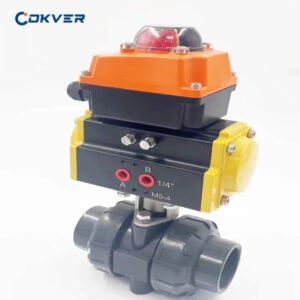 PVC Plastic Chemical Corrosion Resistant Pneumatic Ball Valve With Limit Switch