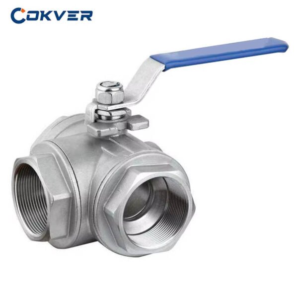 High Quality 3-Way Manual Ball Valve with Stainless Steel 304/316 T-Type Thread for Water Flow Control