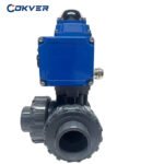 PVC/UPVC Material Electric 3-Way Ball Valve for Water Acid Applications