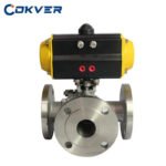 Flange Pneumatic Actuated Stainless Steel 3 Way Ball Valve