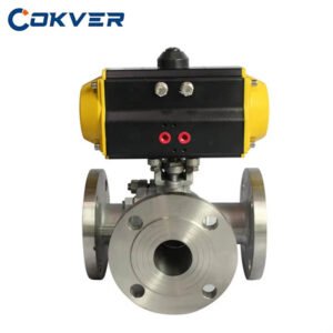 Flange Pneumatic Actuated Stainless Steel 3 Way Ball Valve