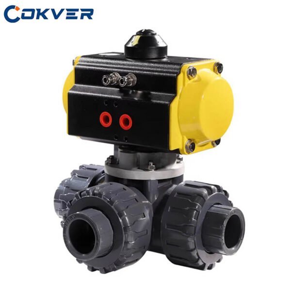 Premium 3 Way PVC Pneumatic Ball Valve