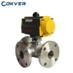Flange Pneumatic Stainless Steel 3 Way Ball Valve
