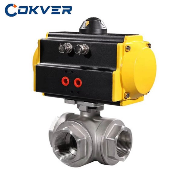 Industrial Pneumatic Stainless Steel 3 Way Ball Valve