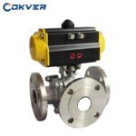 High Quality Flange Pneumatic Stainless Steel 3 Way Ball Valve