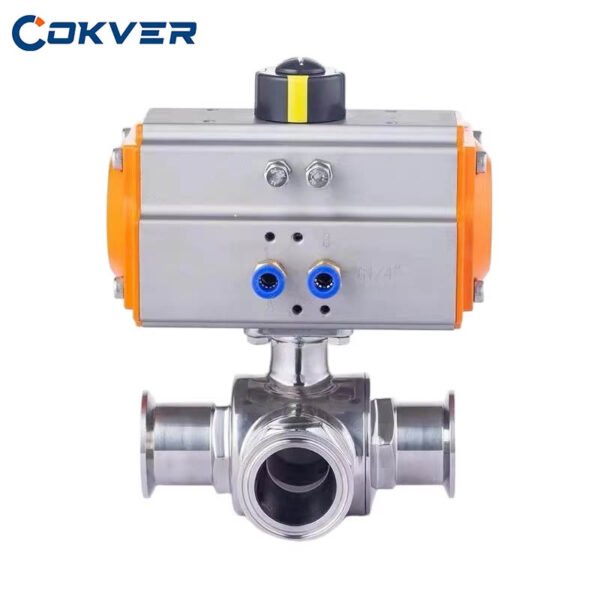 Stainless Steel Pneumatic Food Grade 3 Way Ball Valve