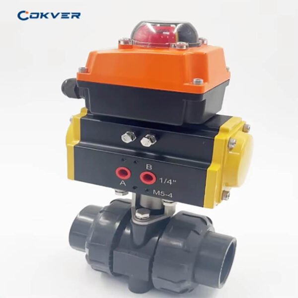 PVC Plastic Pneumatic Ball Valve With Limit Switch