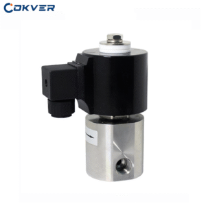 COKVER High-pressure solenoid valve for compressing natural gas at 1000 psi.